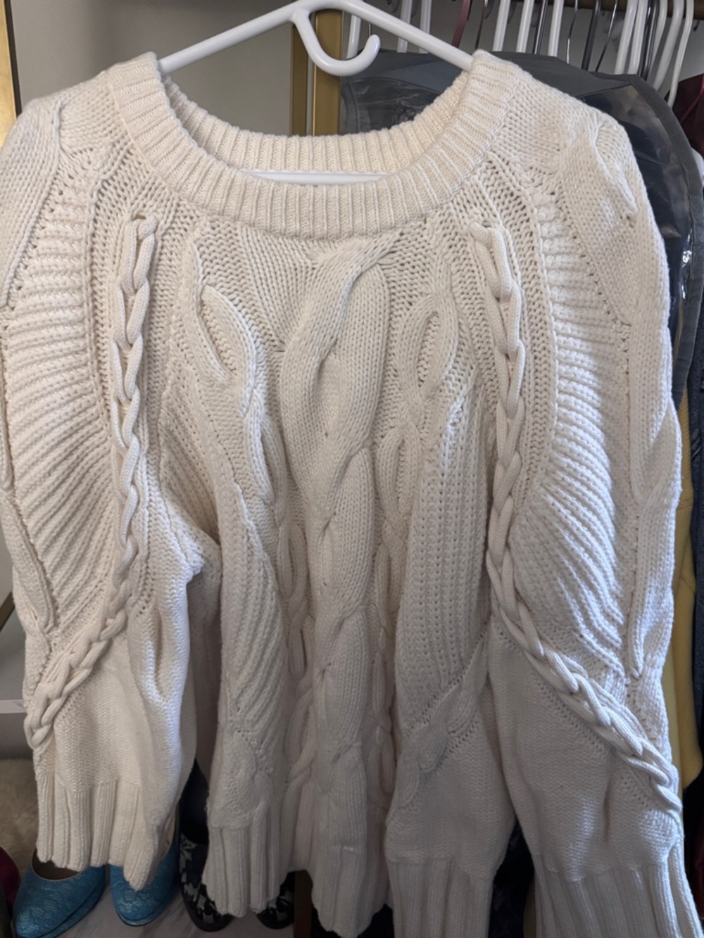 CLUB MONACO white cable knit sweater